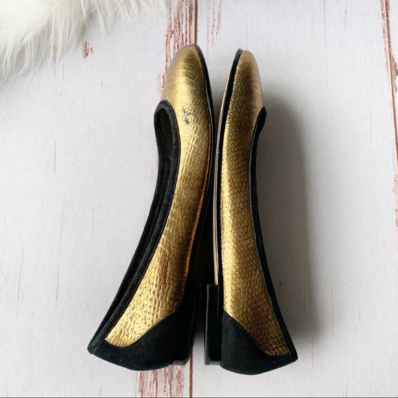 Via Spiga Gold And Black Suede Flats | Size 8.5 M - Picture 6 of 9